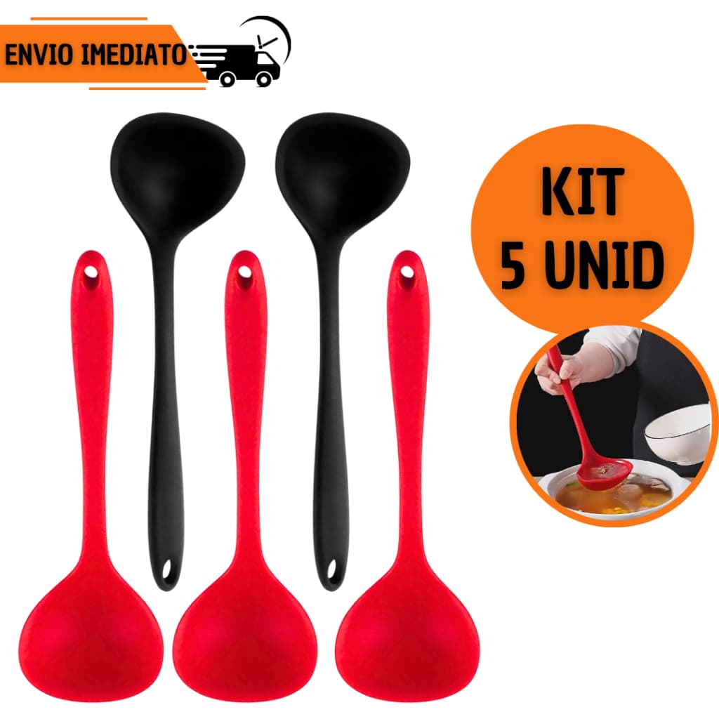 Kit 5 ou 3 Conchas Silicone Concha Reforçada Utensílio Cozinha Feijão Sopa Caldo Restaurante Copa