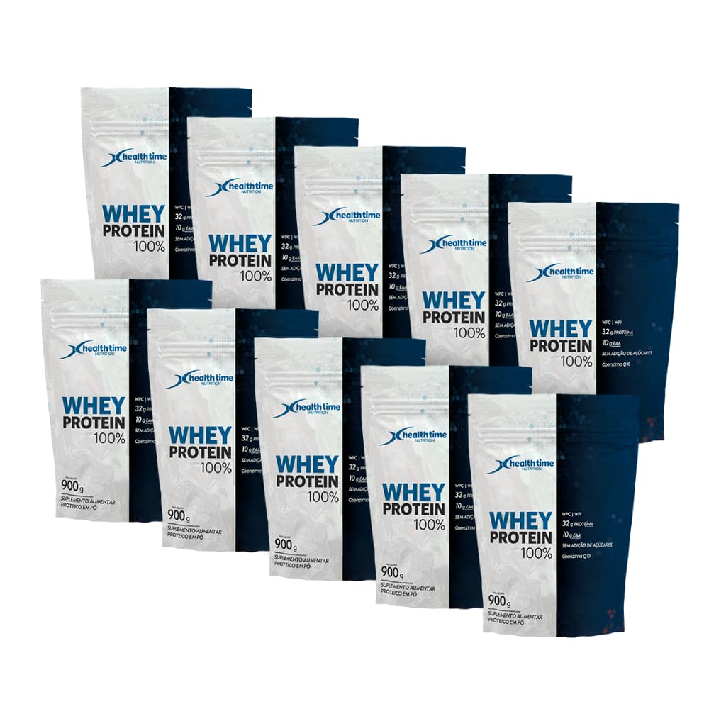 10x Whey Protein Health Time 900g Isolado Concentrado (9kg)