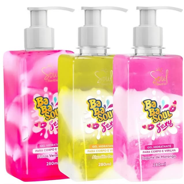 Gel Hidratante Corpo e Virilha Frutas Vermelhas e Algodão Doce Soul Cosmeticos 280ml