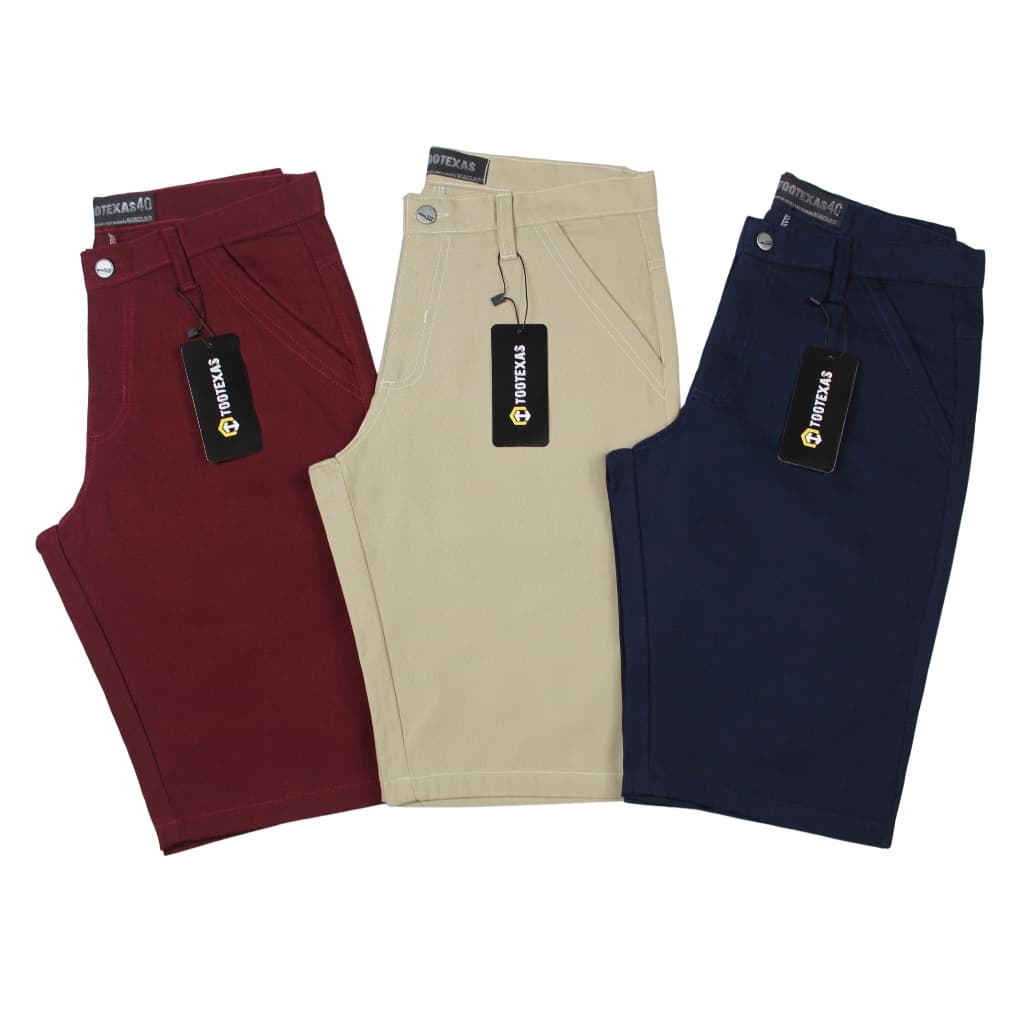 Kit 3 Bermuda Social Brim lisa Masculina Sarja