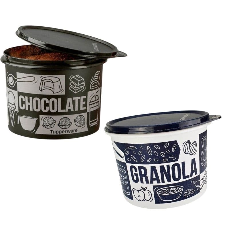 Tupperware caixa mantimentos pop box, Granola, chocolate, Original, tampa hermética