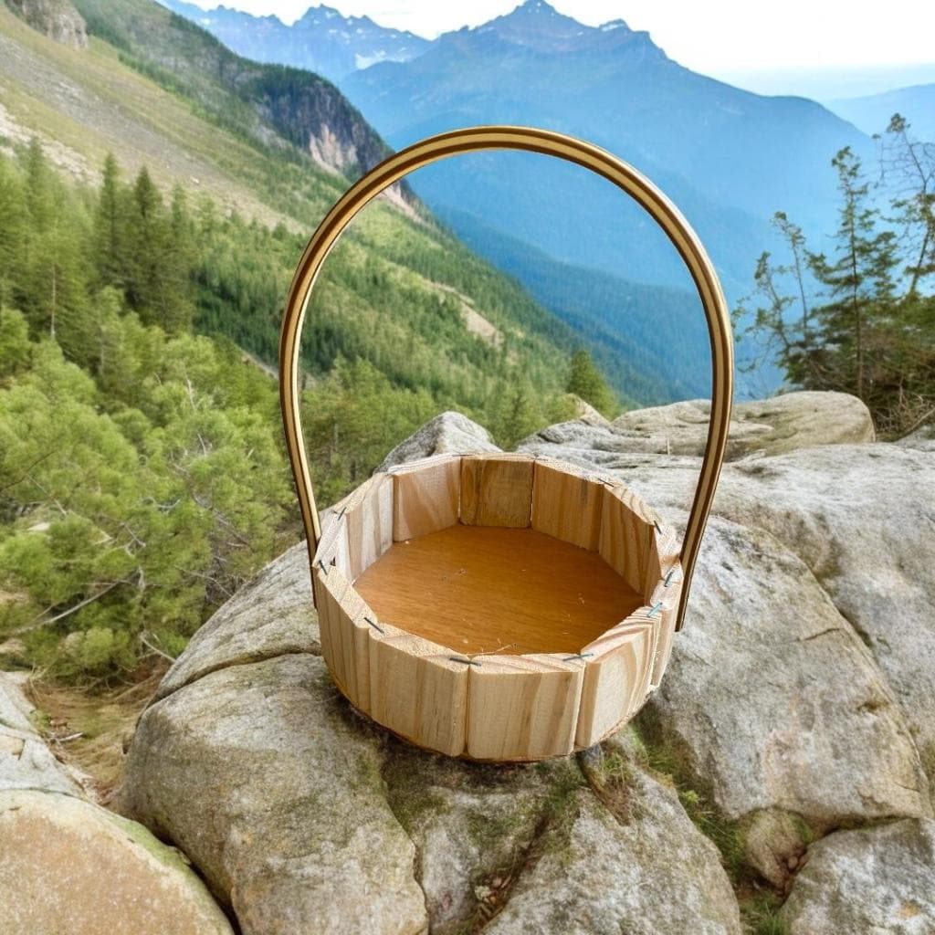 Cesta De Madeira Alça Premium RD Presente 13x13 CM