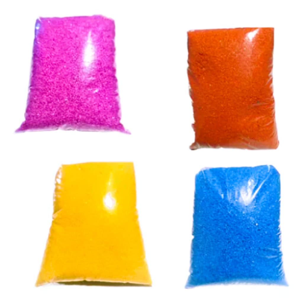 Areia Colorida de Quartzo 400 Grama  4 Pacote decoração brincadeira artesanato infantil vasos escola