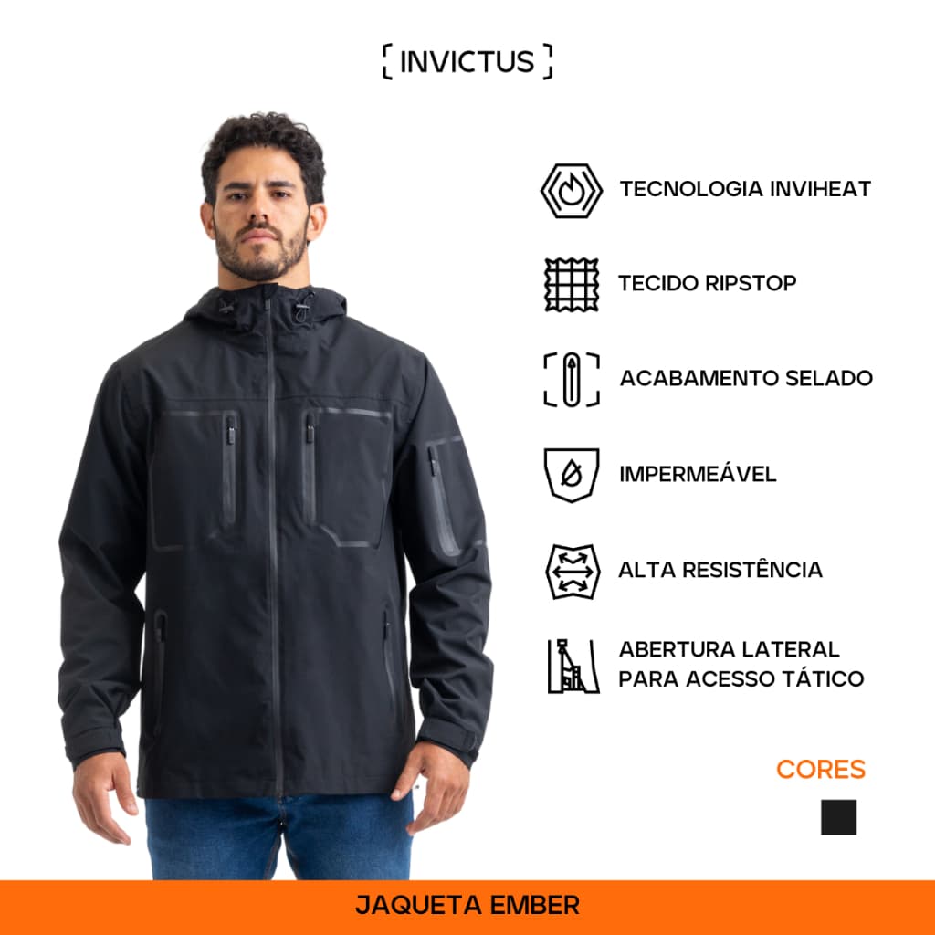 Jaqueta Urban Térmica Impermeável Invictus Ember Preto