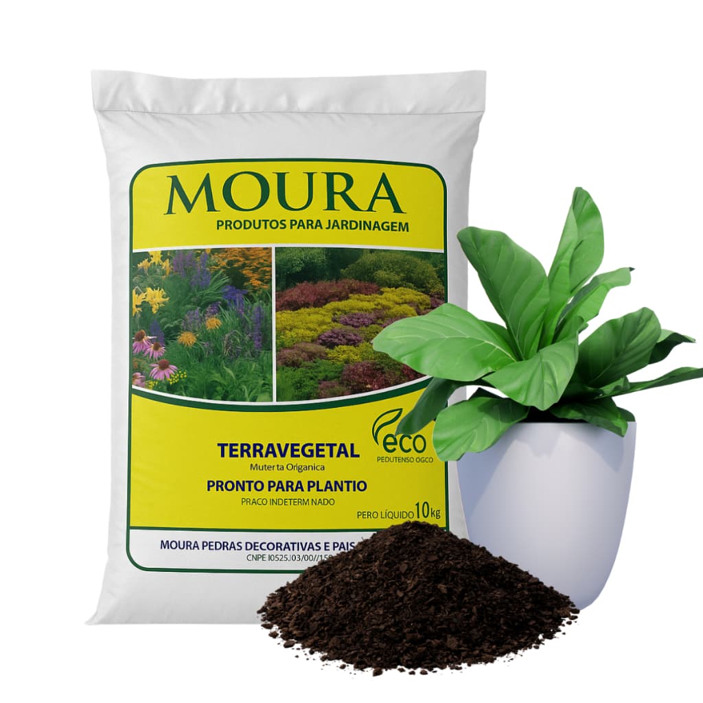 Terra Vegetal Adubada Moura - Pronta para Plantio | 10kg / 5kg
