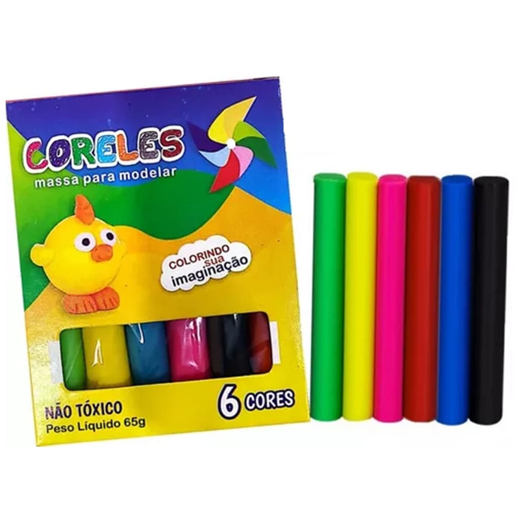 Kit 20 Caixas Massinha de Modelar 65g com 6 Cores Kit Festa Lembracinha Infantil Massa