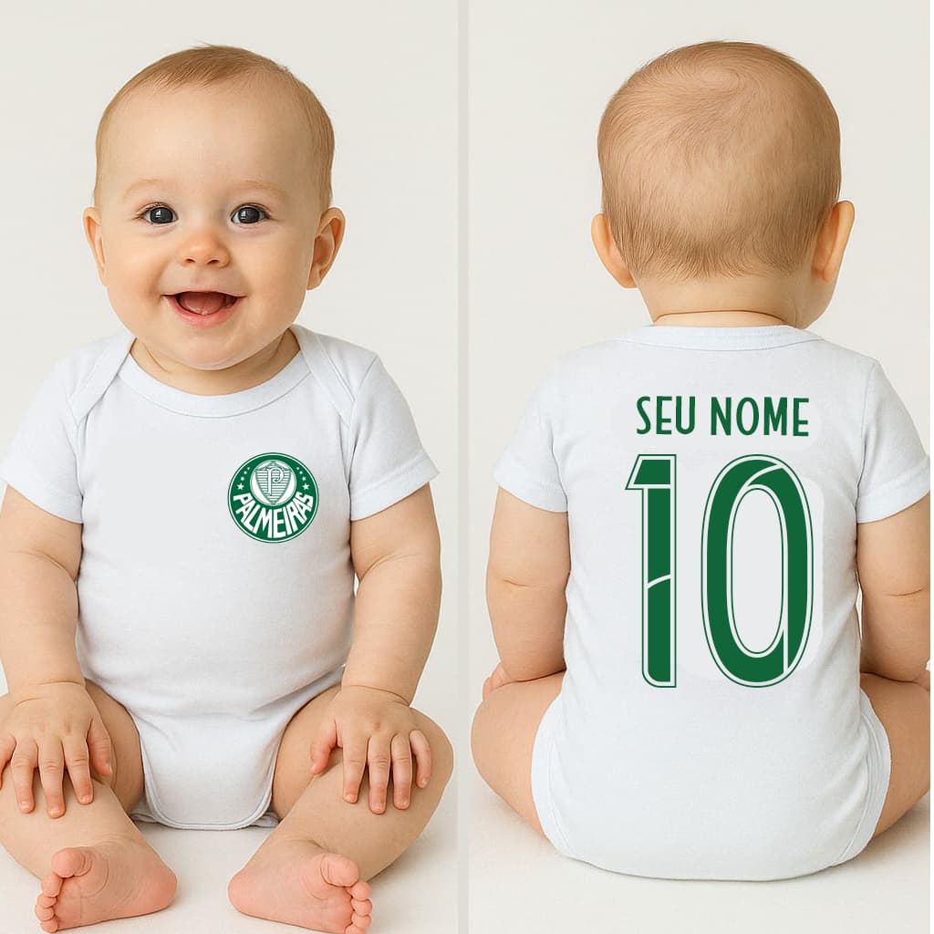 Body Personalizada Time Palmeiras com nome Nas Costas