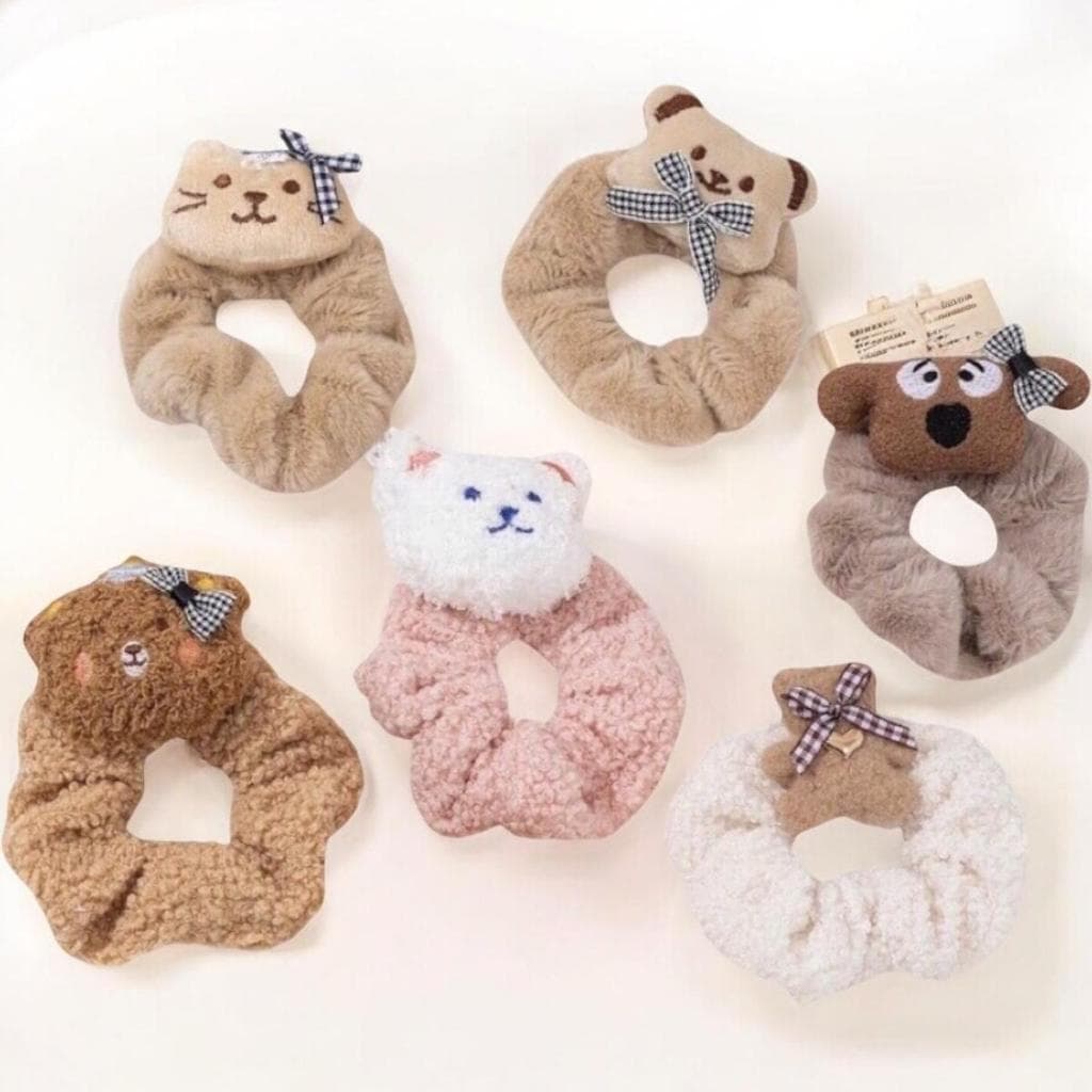Elástico de Cabelo de Pelúcia de Desenho Animado, Gravata de Cabelo de Urso Fofo YL