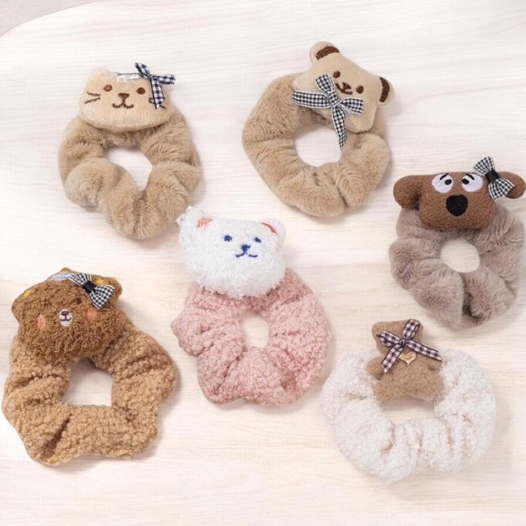 Elástico de Cabelo de Pelúcia de Desenho Animado, Gravata de Cabelo de Urso Fofo ---YL