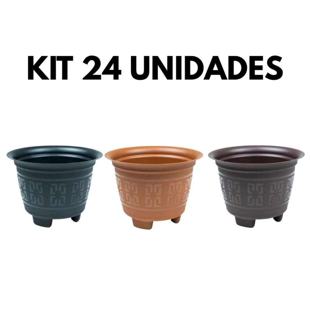 Kit 24 Vasos Redondo Plastico Reforçado 2 Litros Decoração Para Plantas e Flores