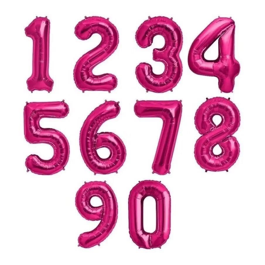 Balão Metalizado Número Rosa Pink 40cm - 18'' Polegadas Menina Festa Decoração Aniversário Mesversário