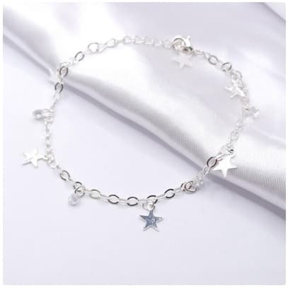 Pulseira Feminina Corrente com Estrelas Penduradas