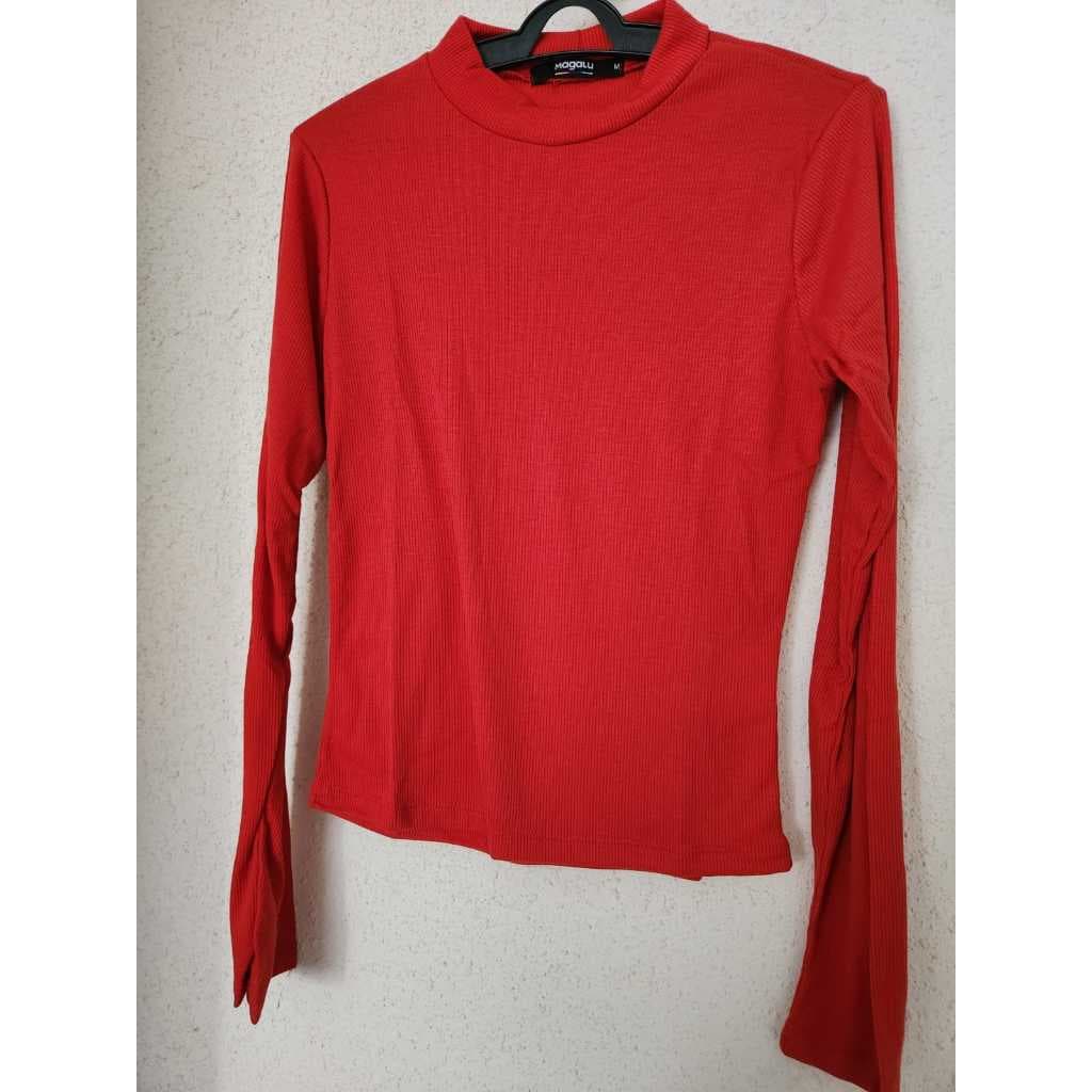 Blusa manga cumprida feminina canelada