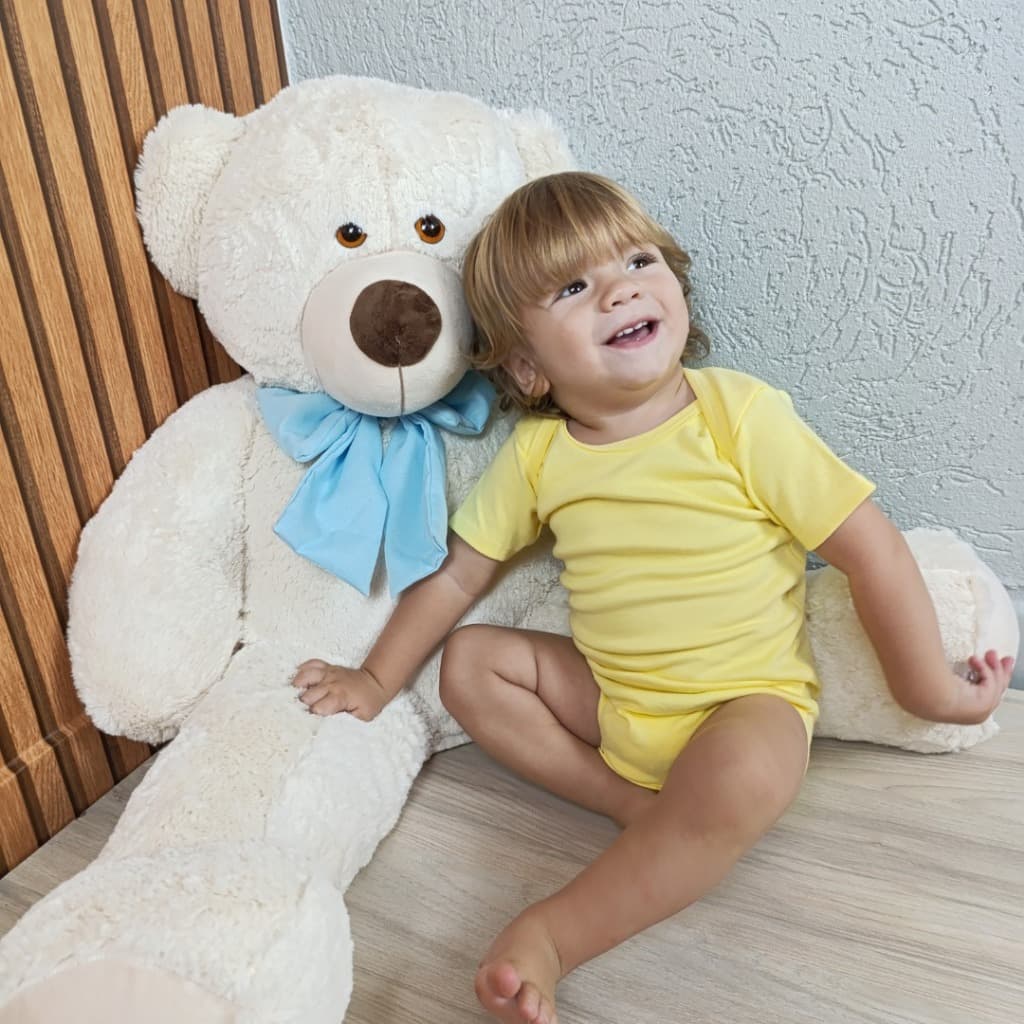 Urso pelúcia grande 1m várias cores com laço removível  chá revelação
