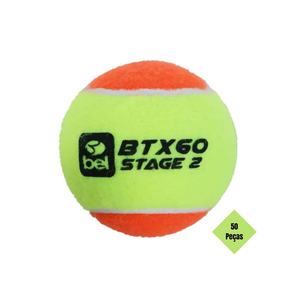 Kit 50 Bolinhas BTXGO Stage 2 Beach Tennis Baixa Compressão Máxima Firmeza Bel