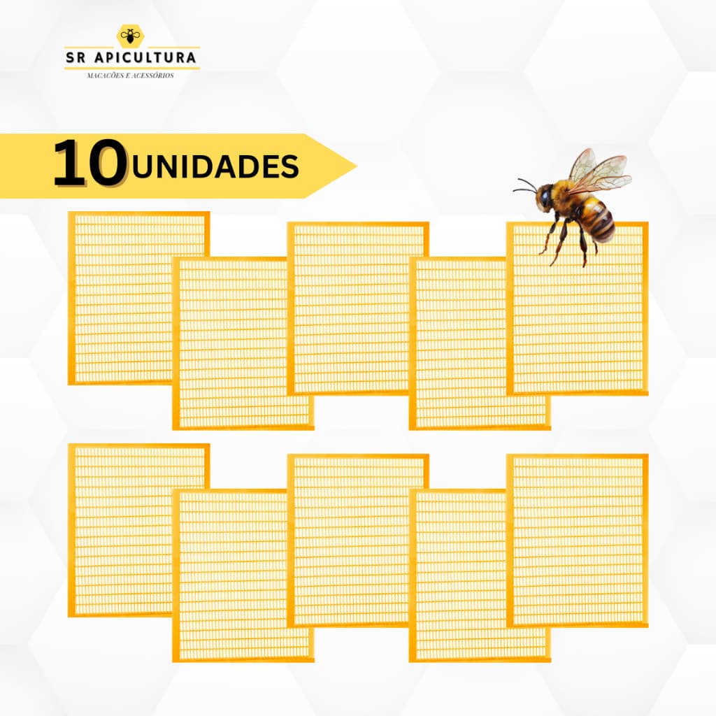 Tela Excluidora Abelha Rainha Kit 10 Un Resistente Apicultura Colmeia Controle Apicultor