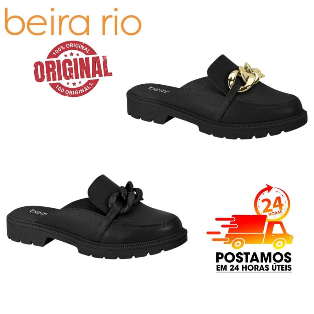 mule beira rio vários modelos detalhe de corrente original