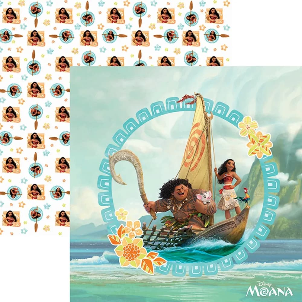 Folha para Scrapbook Dupla Face Moana Disney 30x30 cm