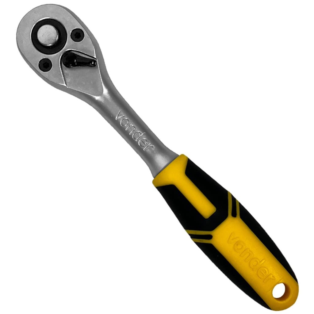 Catraca reversível para soquete, encaixe 1/4" x 150 mm, cabo emborrachado, VONDER