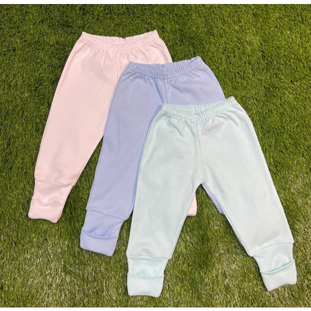 Kit 3 Calça Mijão Vira Pé para Bebê Seudine 100% Algodão Enxoval saida de Maternidade