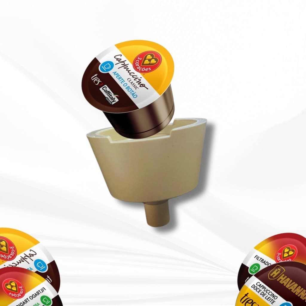 Adaptador Cápsulas Três Corações para Máquinas Cafeteira Dolce Gusto Café - Branco