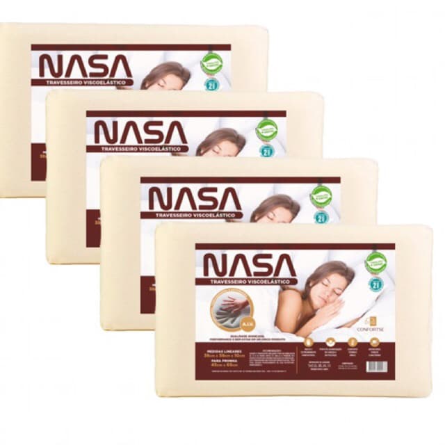Kit com 4 Travesseiros Confortse Nasa (10cm de altura)