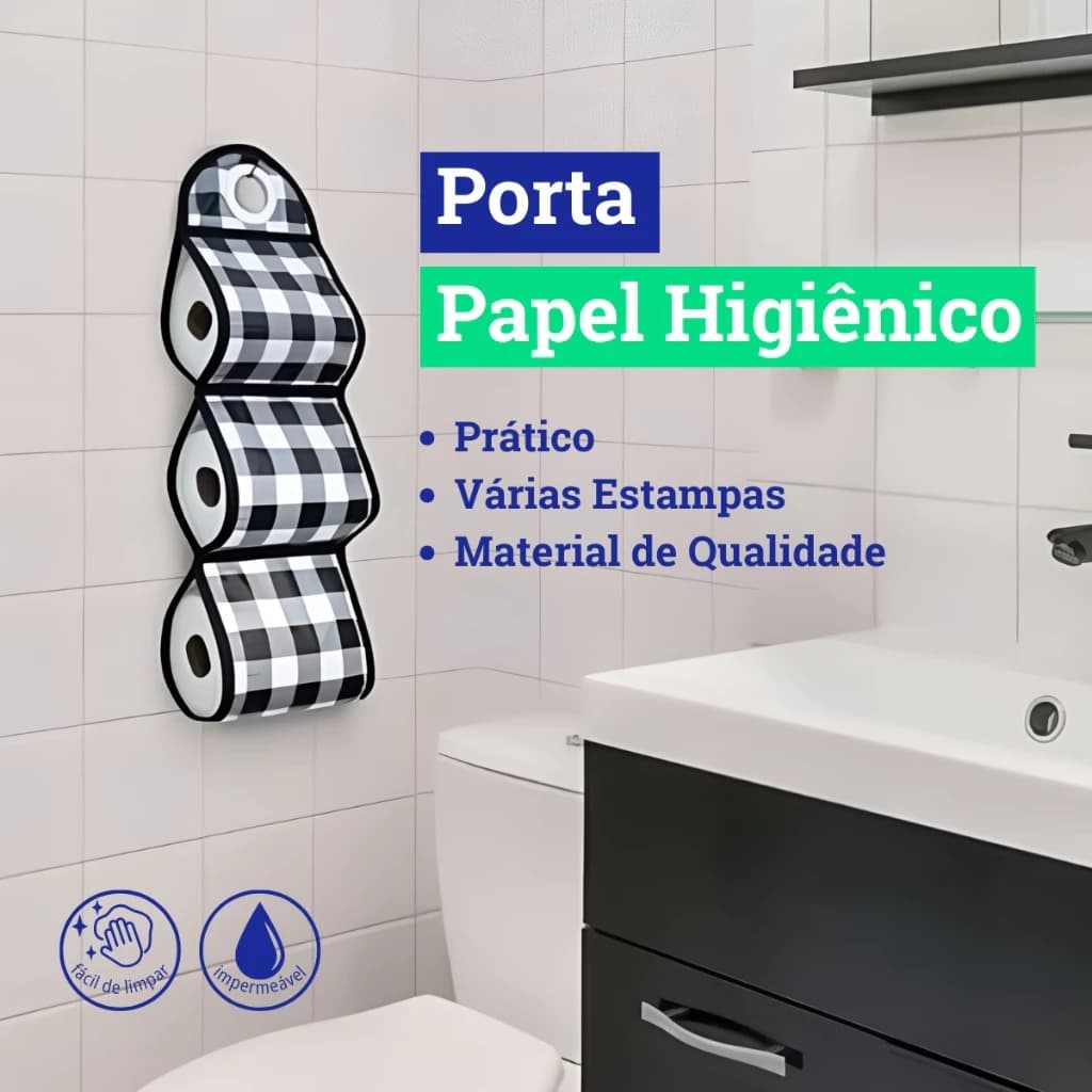 Suporte Papel Higiênico Porta papel higiênico suporte para 3 rolos estampado com 68x17