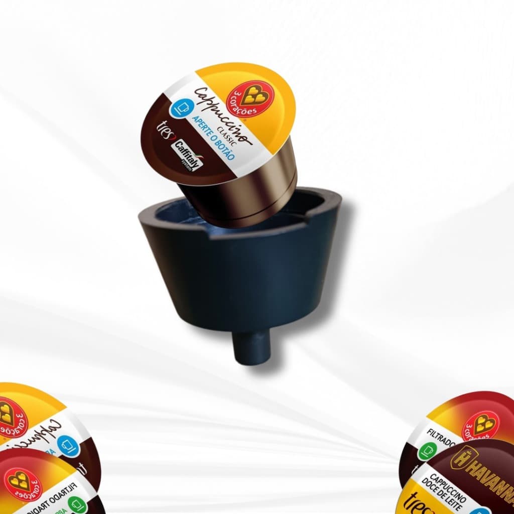 Adaptador Cápsulas Três Corações para Máquinas Cafeteira Dolce Gusto Café Preto