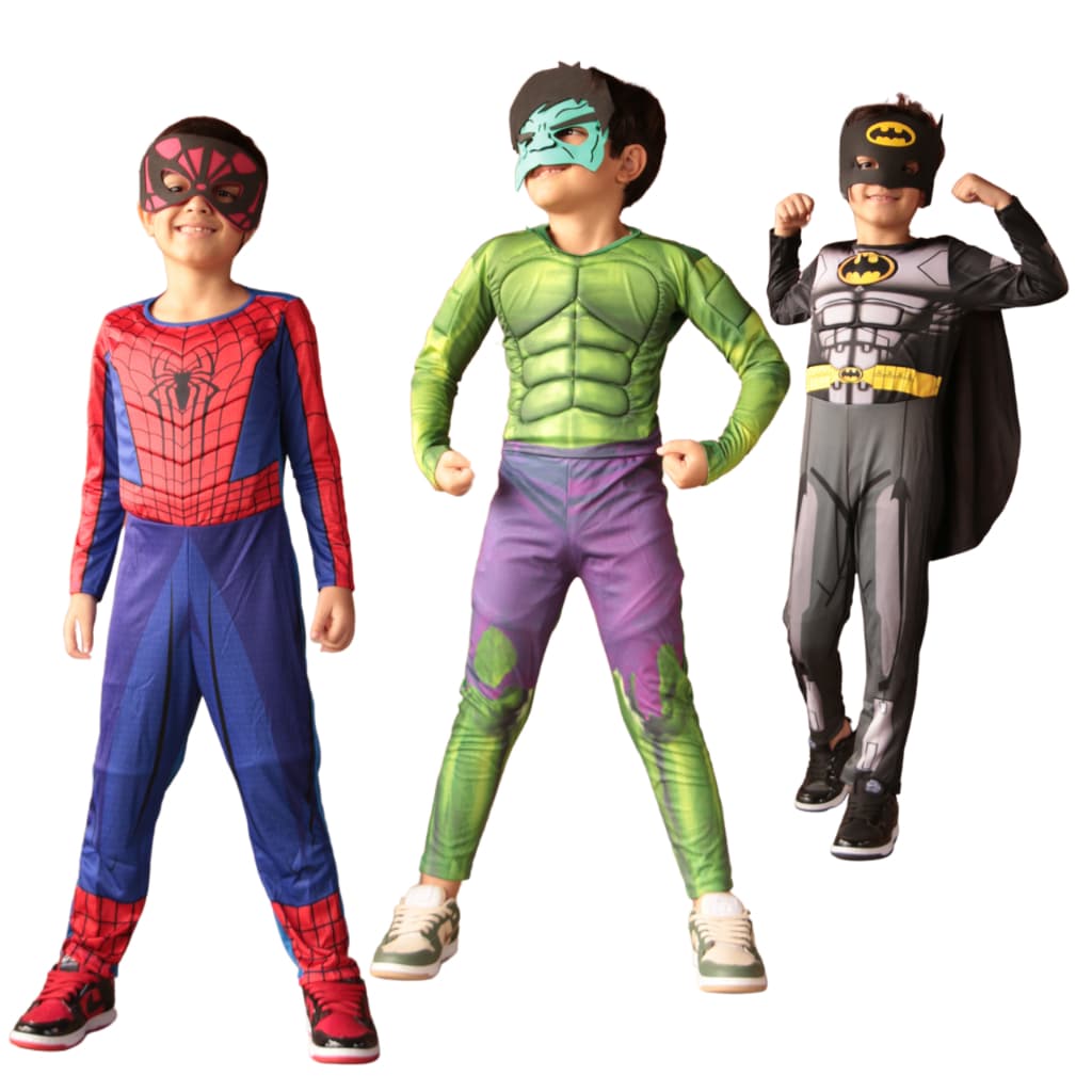 Fantasias Temáticas Infantil Meninos Herois Com Enchimento e Máscara em E.V.A
