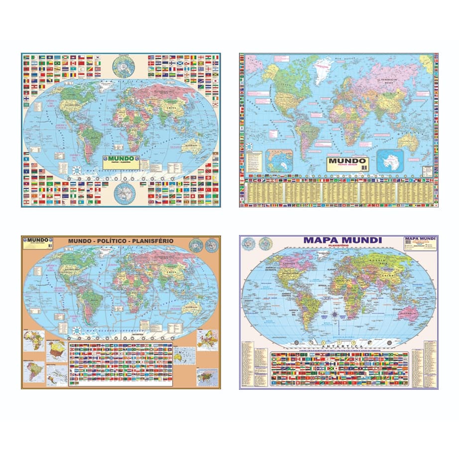 Mapa Mundi EDIÇÃO 2026 Mundo Politico Escolar Grande Tamanho 120 X 90 Cm - Gigante