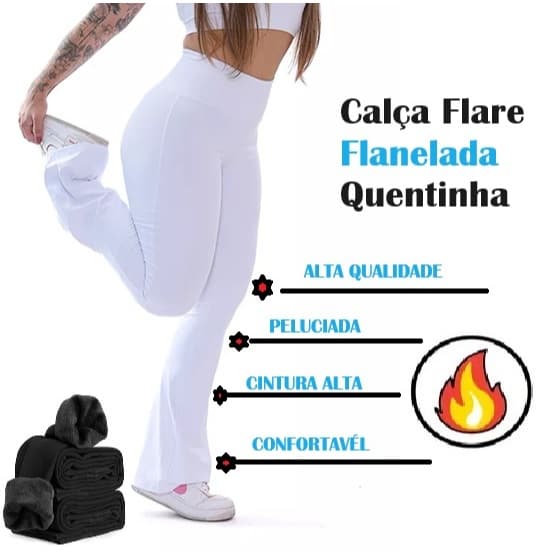 Calça Flare Flanelada Quentinha Termica Antifrio