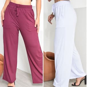 Kit 2 Calças Feminina Pantalona Ciltura Alta Soltinha