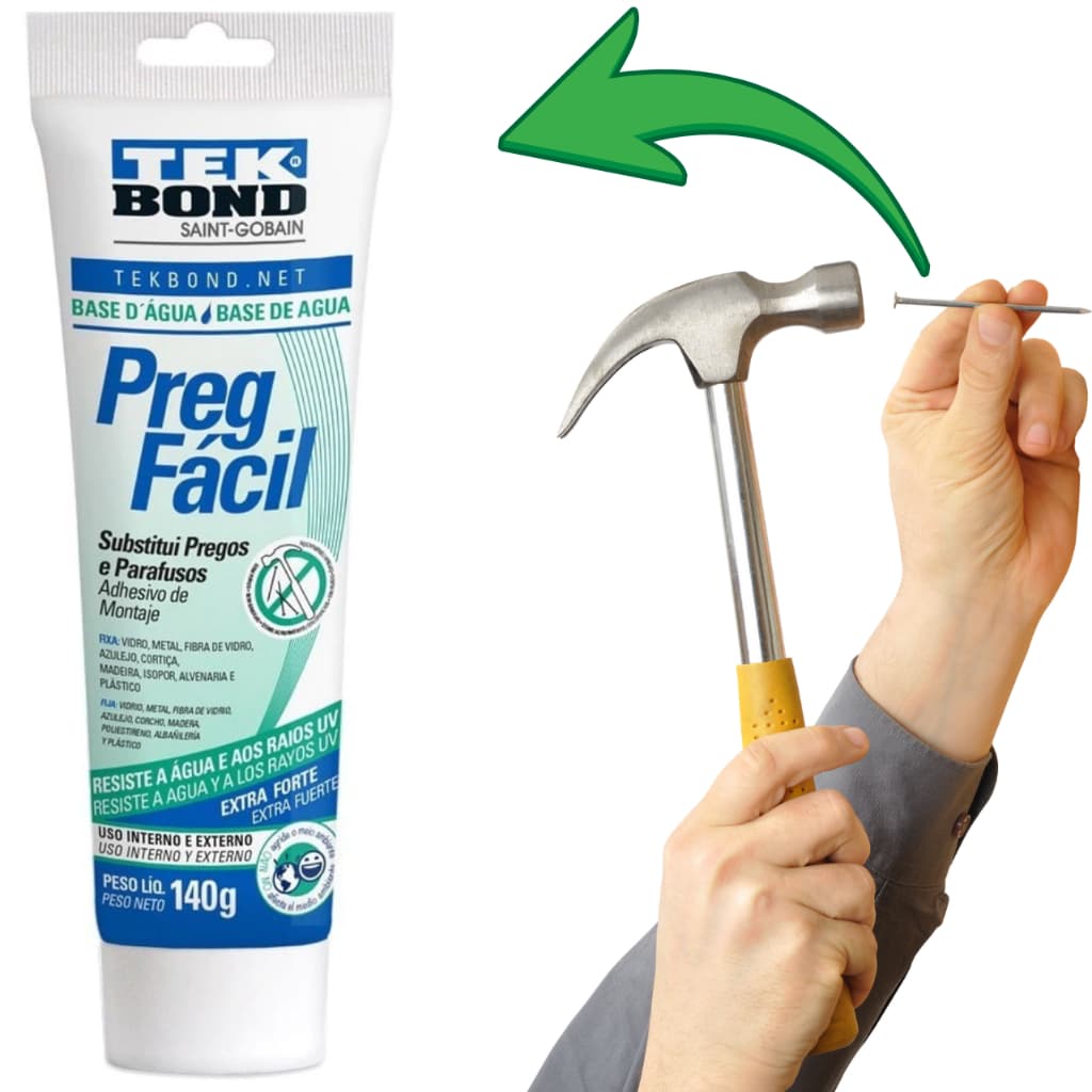 Cola De Montagem Base água Multiuso Preg Fácil 140g (prego liquido) Tekbond