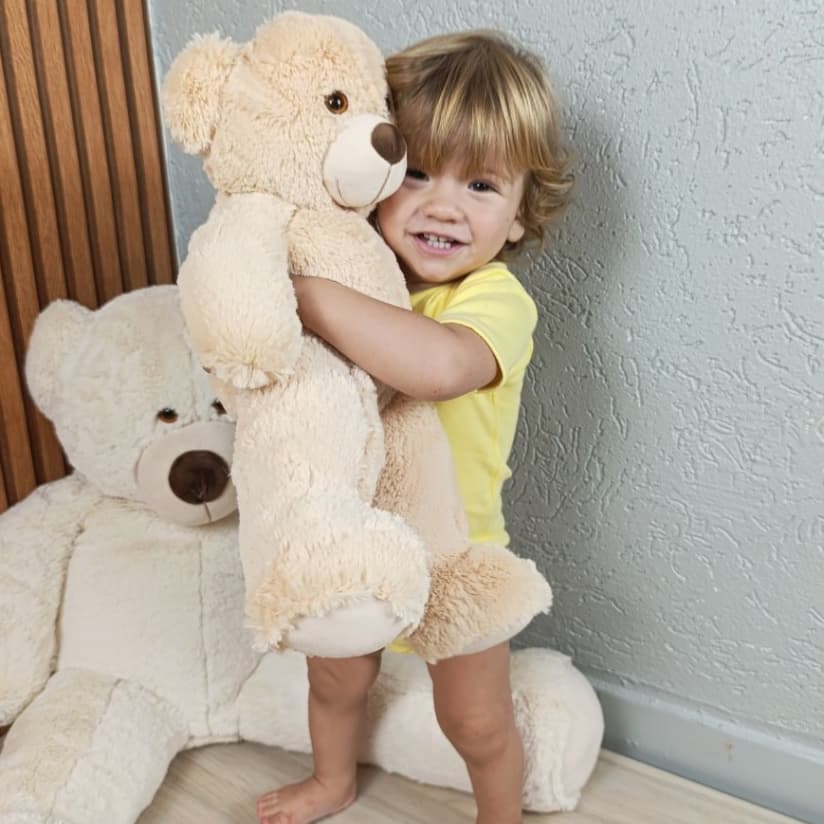 Ursinho de Pelúcia 50cm Macio Antialérgico com Laço – Presente Fofinho Baby Soft