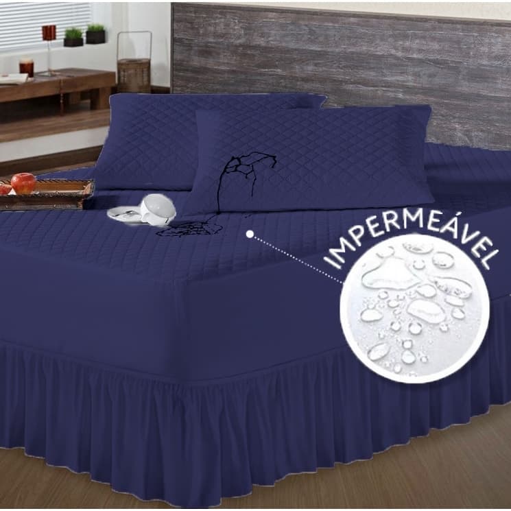 Kit Protetor Colchão Queen Impermeável + Saia Box Matelado