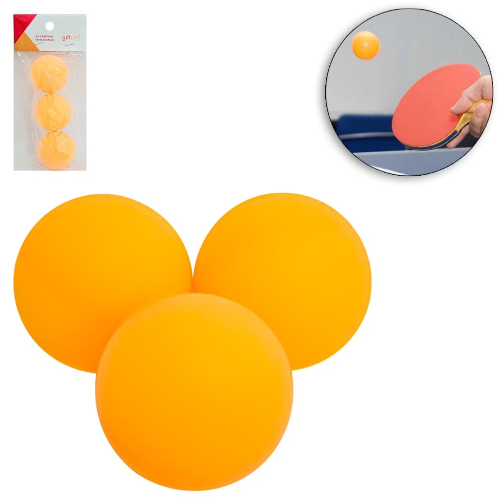 BOLINHA DE PING PONG / TENIS DE MESA COM 3 PECAS Cor:colorida Composição: plastico Peso aproximado: 10g