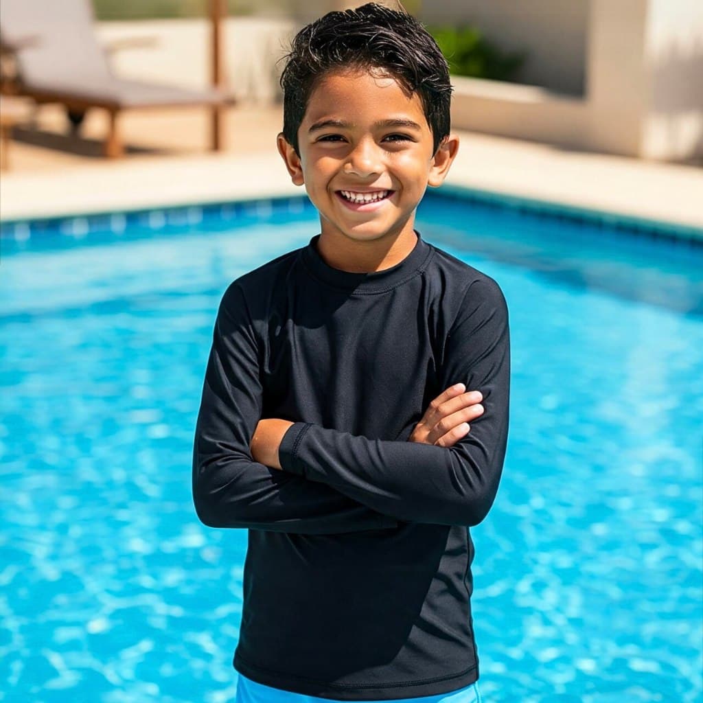 Camisa Térmica Infantil Juvenil Proteção Uv+ Malha Fria Manga Longa Moda Praia Natação Criança Bebes