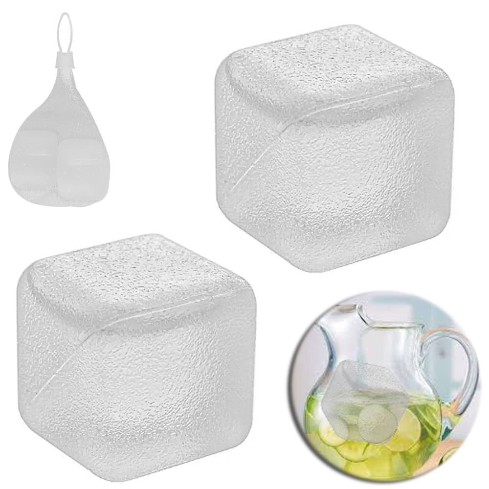 CUBO DE GELO ECOLOGICO GIGANTE COM 2 PECAS 5CM Cor: transparente Composição: plastico Peso aproximado: 270G
