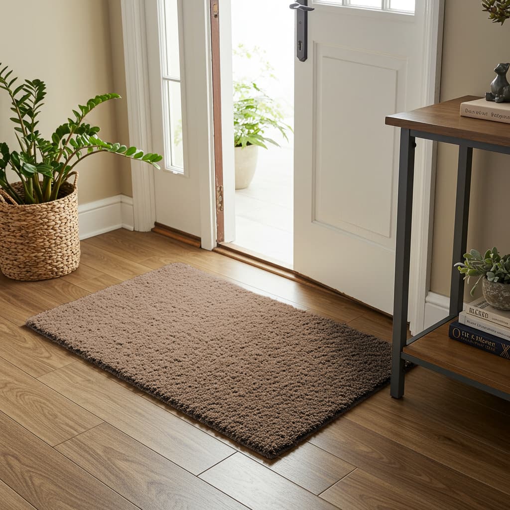 Tapete Peludo Felpudo Shaggy de Porta Quarto Sala 40x60 Antiderrapante Tabaco Mesclado