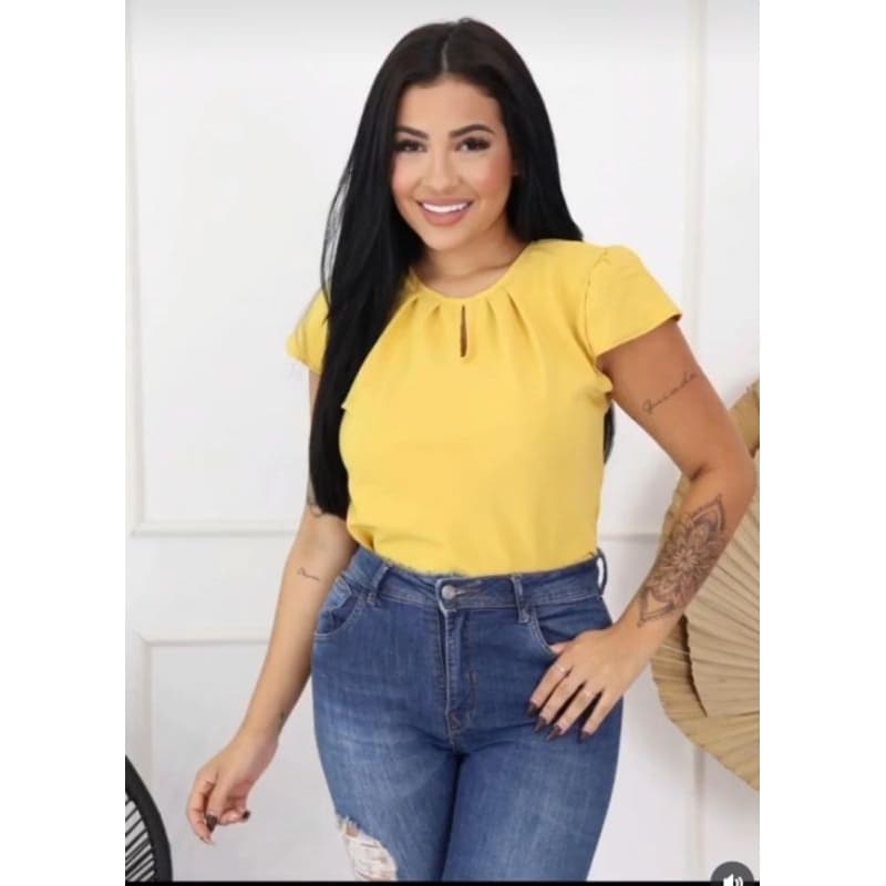 Blusa Feminina Manga curta Básica Casual Evangélica