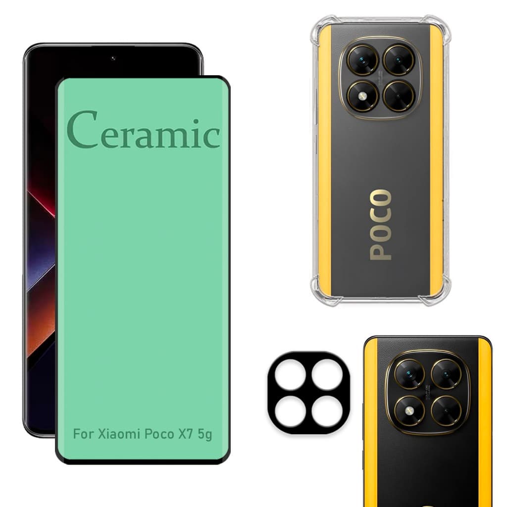 Kit Para Xiaomi Poco X7 5g | Película de Cerâmica - Capa Anti Shock - Película da Câmera 3D