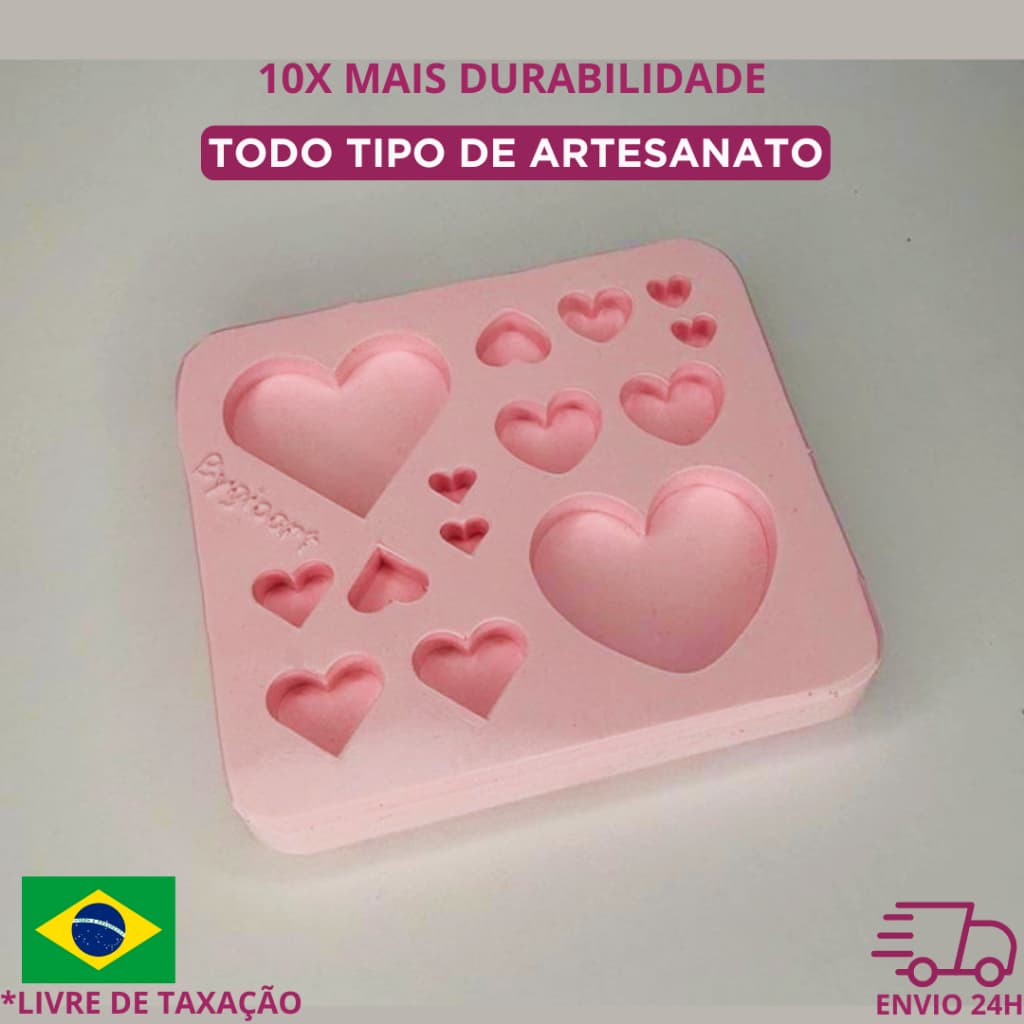 Molde de silicone coração 14 cavidades artesanato resina epóxi pingente brinco diy artesanal bisquit