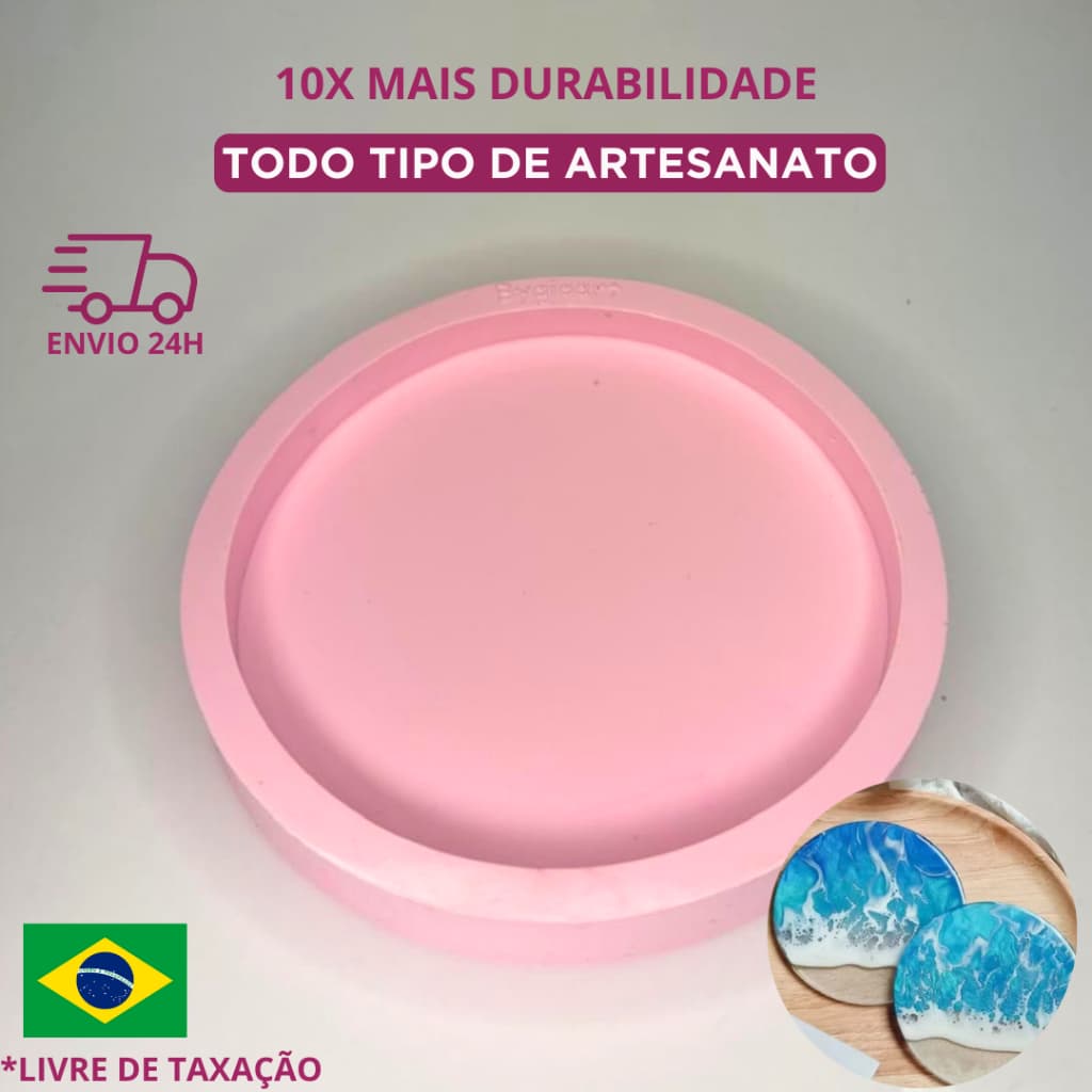 Molde de silicone porta copos redondo resina epóxi artesanato diy bandeja bisquit coaster moldes