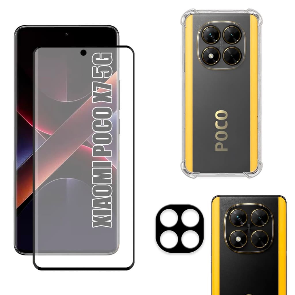 Kit Para Xiaomi Poco X7 5g | Película Fosca de Cerâmica - Capa Anti Shock - Película da Câmera 3D