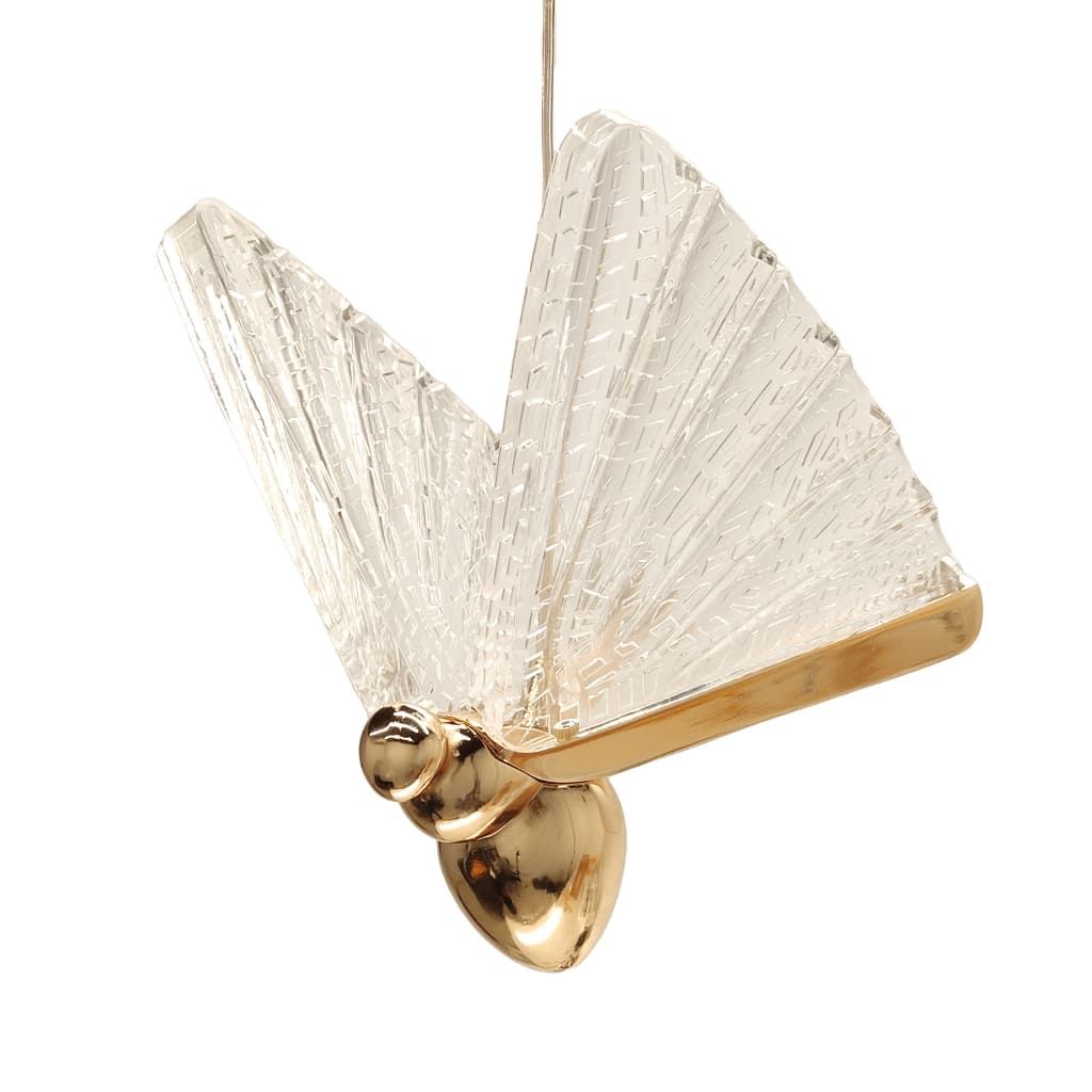 Luminária Pendente Borboleta Dourado LED 5W 3000K Bivolt para Quarto, Loja e Cafés