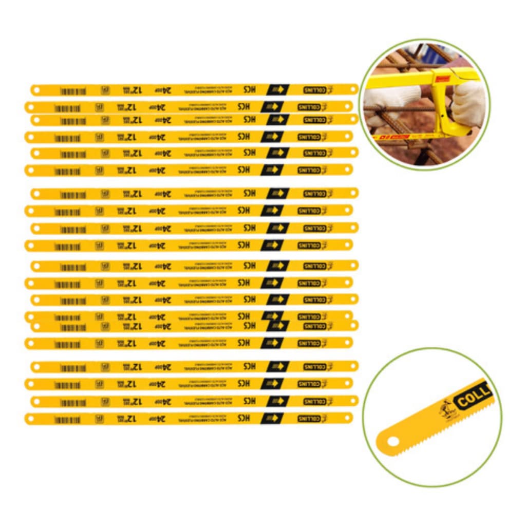 Kit 20 Lâmina Serra Manual Bimetálica 12''-305mm 18 Dentes Collins Serra Para Arco De Serra Manual