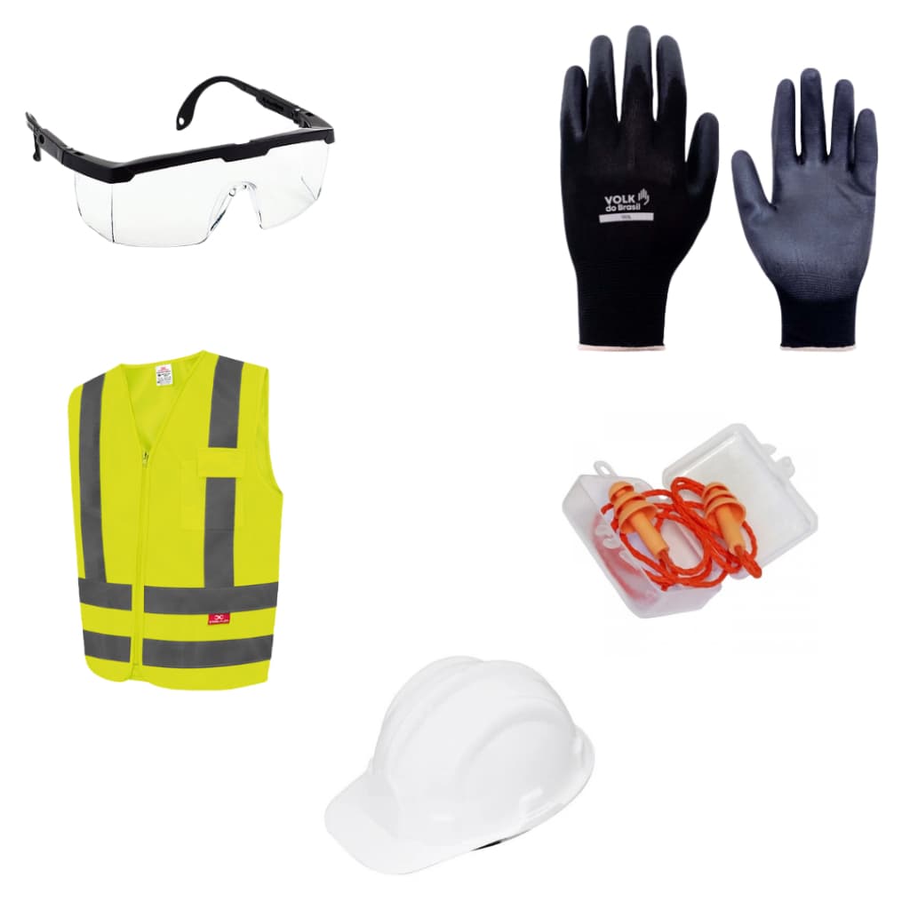 Kit Obras Capacete Colete Protetor Auricular Óculos Luva Segurança Proteção Epi