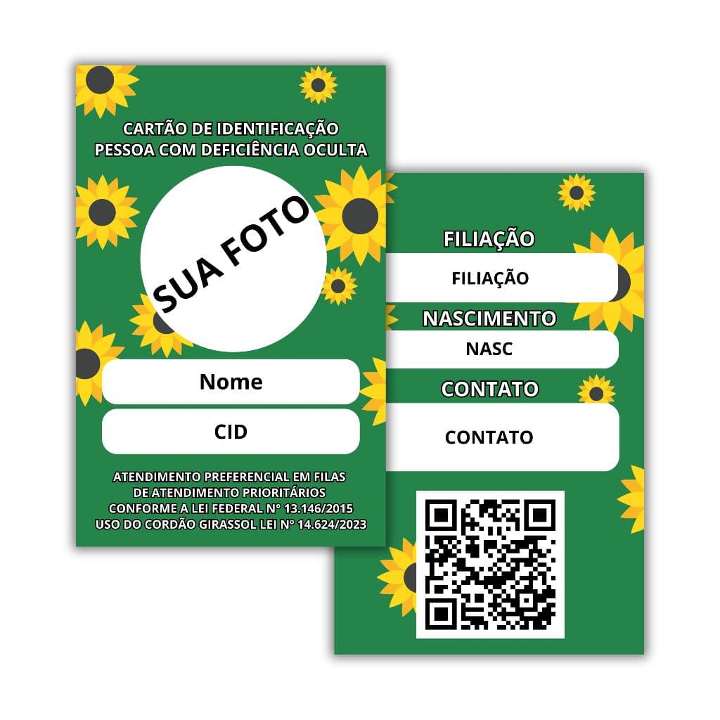 Crachá Personalizável em PVC Girassol Deficiências Ocultas