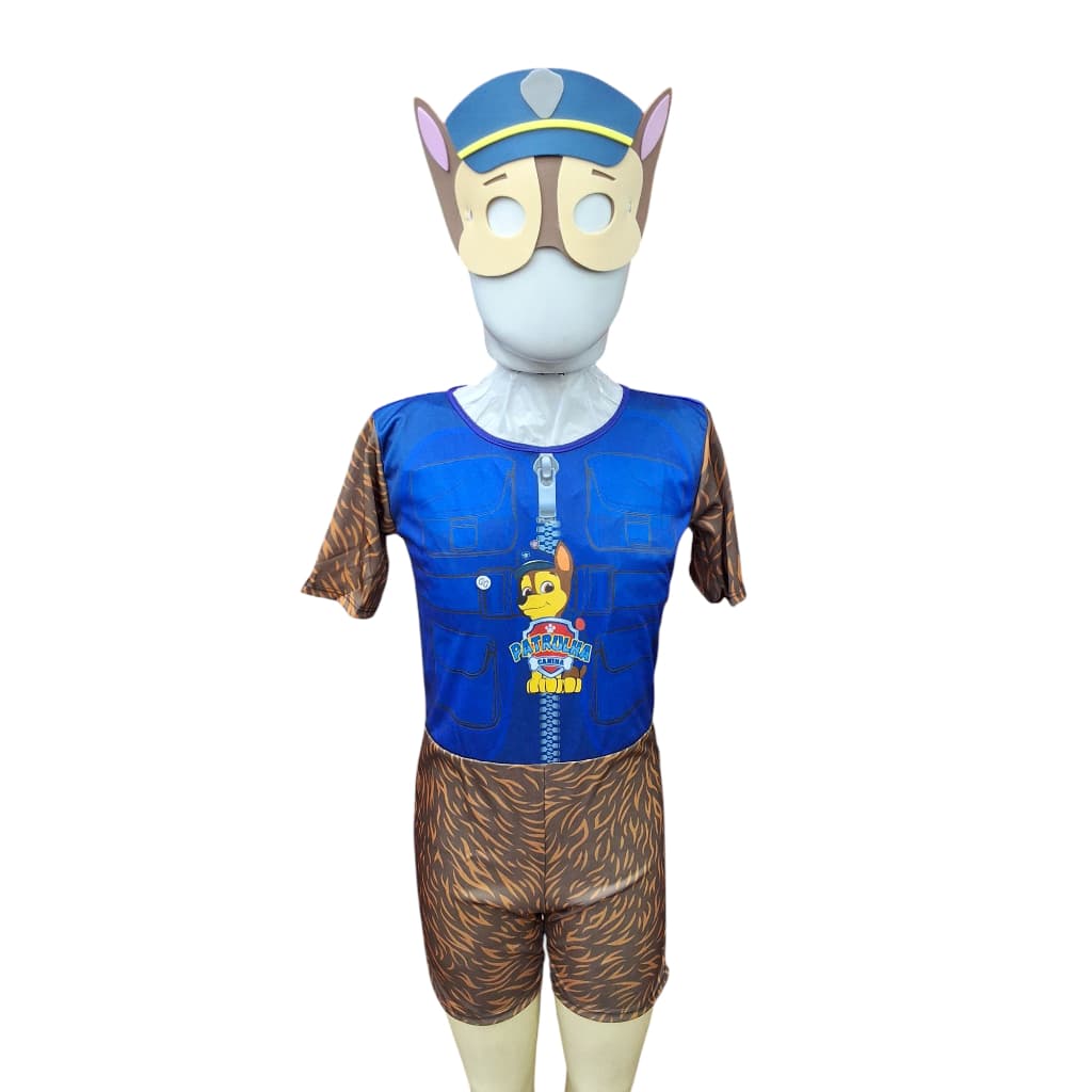 Fantasia Infantil Patrulha Canina Chase - Conjunto com Macacão e Máscara