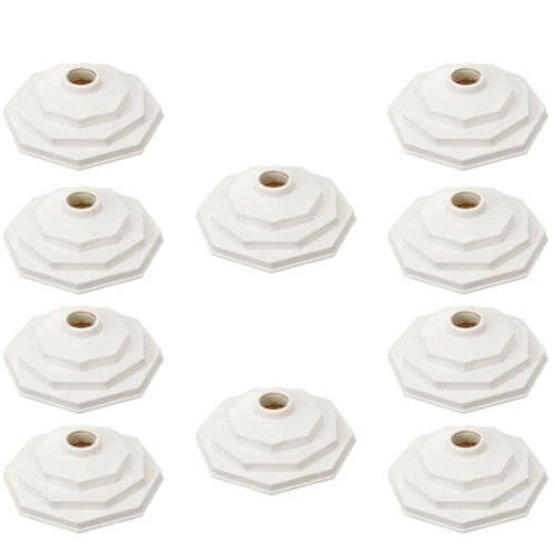 KIT 10 UNIDADES PLAFON COM SOQUETE PORCELANA OCTAGONAL BRANCO